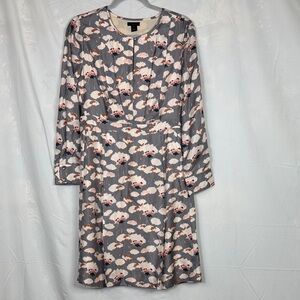 J. Crew Long Sleeve Floral Dress in Gray and Pink